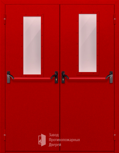 Фото двери «Двупольная с стеклом и антипаникой (красная)» в Саратову