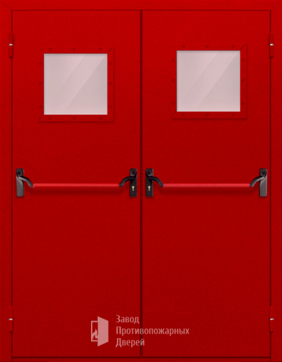 Фото двери «Двупольная со стеклопакетом и антипаникой (красная)» в Саратову