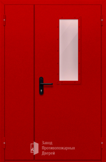 Фото двери «Полуторная со стеклом (красная)» в Саратову