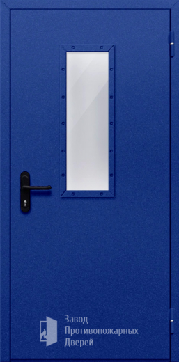 Фото двери «Однопольная со стеклом (синяя)» в Саратову