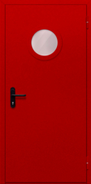 Фото двери «Однопольная с круглым стеклом (красная)» в Саратову