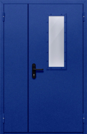 Фото двери «Полуторная со стеклом (синяя)» в Саратову