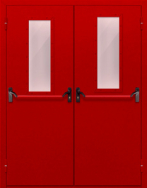 Фото двери «Двупольная с стеклом и антипаникой (красная)» в Саратову
