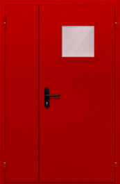 Фото двери «Полуторная со стеклопакетом (красная)» в Саратову
