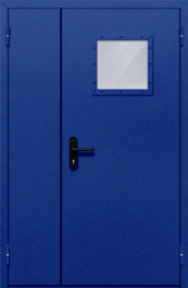 Фото двери «Полуторная со стеклопакетом (синяя)» в Саратову